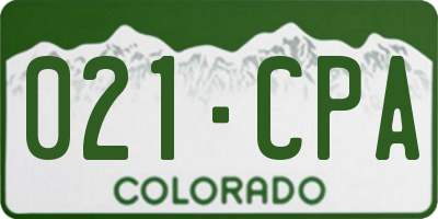 CO license plate 021CPA