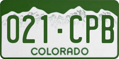 CO license plate 021CPB