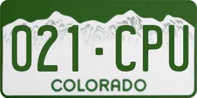 CO license plate 021CPU