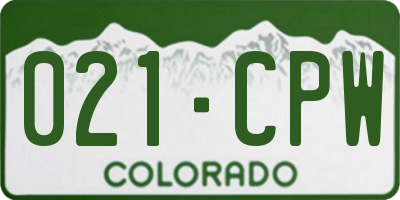 CO license plate 021CPW