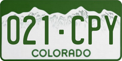 CO license plate 021CPY