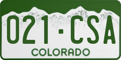CO license plate 021CSA