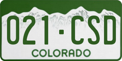 CO license plate 021CSD