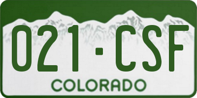 CO license plate 021CSF
