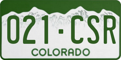 CO license plate 021CSR