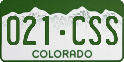 CO license plate 021CSS