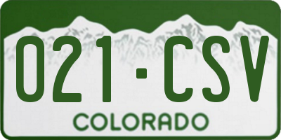 CO license plate 021CSV