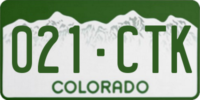 CO license plate 021CTK