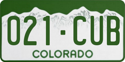 CO license plate 021CUB