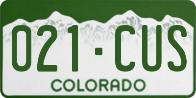 CO license plate 021CUS