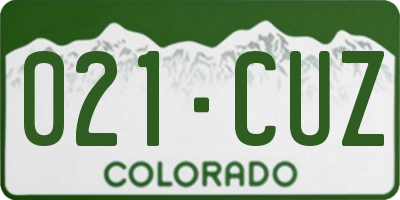 CO license plate 021CUZ