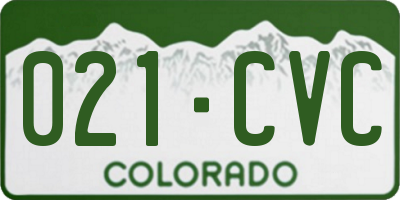 CO license plate 021CVC