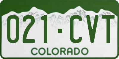 CO license plate 021CVT
