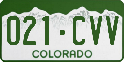 CO license plate 021CVV