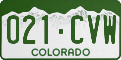CO license plate 021CVW