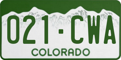 CO license plate 021CWA