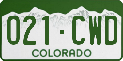 CO license plate 021CWD
