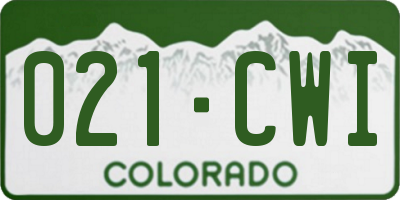CO license plate 021CWI