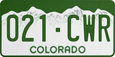 CO license plate 021CWR