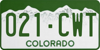 CO license plate 021CWT