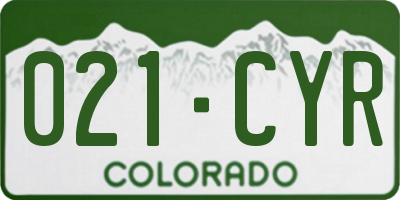 CO license plate 021CYR