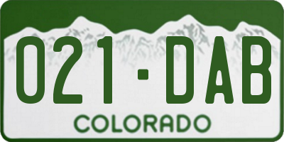 CO license plate 021DAB