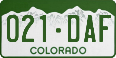 CO license plate 021DAF