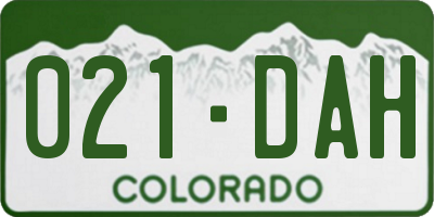 CO license plate 021DAH