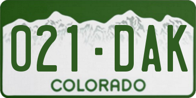 CO license plate 021DAK