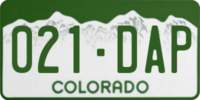 CO license plate 021DAP