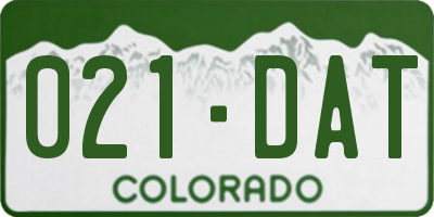CO license plate 021DAT