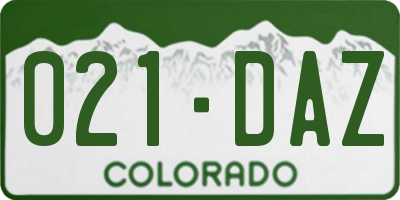 CO license plate 021DAZ