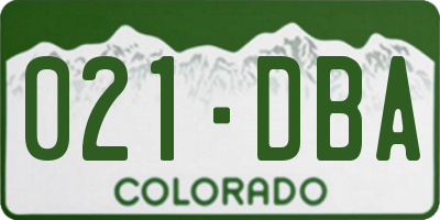 CO license plate 021DBA