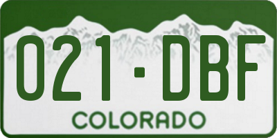 CO license plate 021DBF