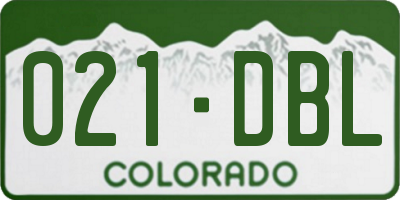 CO license plate 021DBL