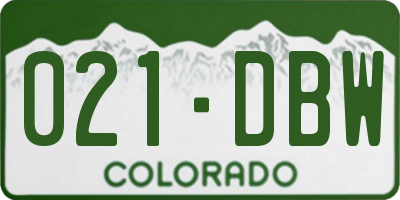 CO license plate 021DBW