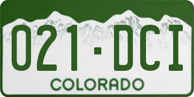 CO license plate 021DCI