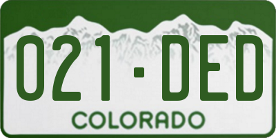CO license plate 021DED