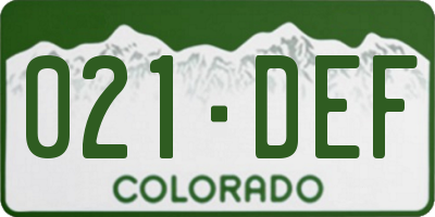 CO license plate 021DEF