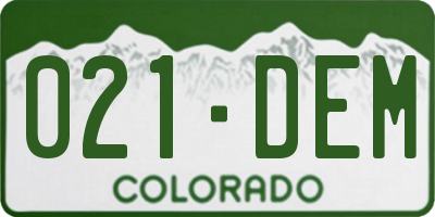 CO license plate 021DEM