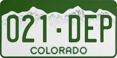 CO license plate 021DEP