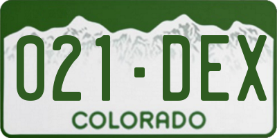 CO license plate 021DEX