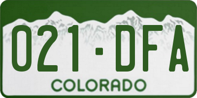 CO license plate 021DFA