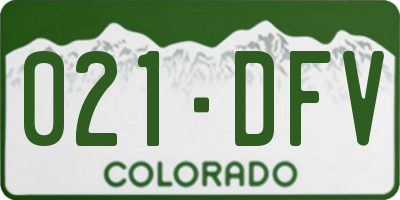 CO license plate 021DFV