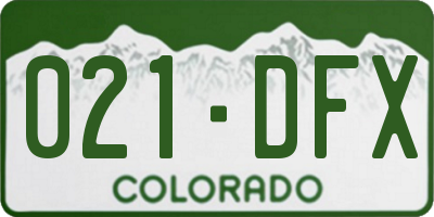 CO license plate 021DFX