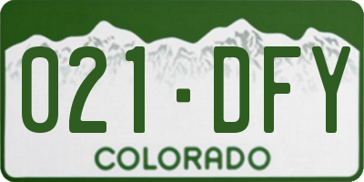 CO license plate 021DFY