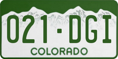 CO license plate 021DGI