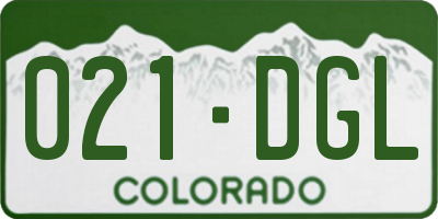 CO license plate 021DGL