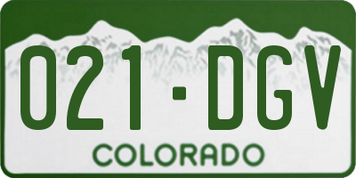 CO license plate 021DGV