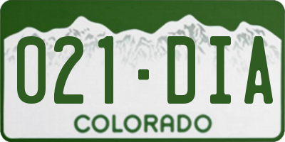 CO license plate 021DIA